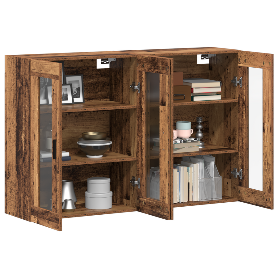 2 Stuks Wandkasten Oude Hout 69.5x34x90 cm
