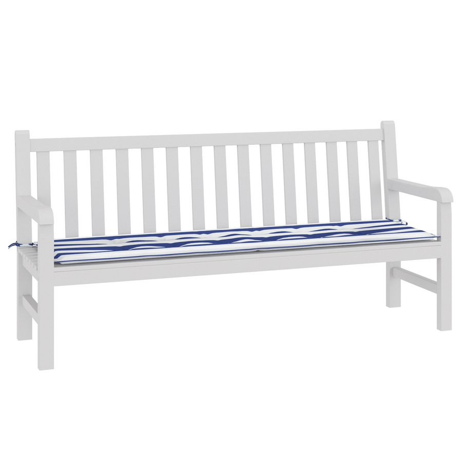 Tuinbankkussen 180x50x4 cm gestreept oxford stof blauw en wit