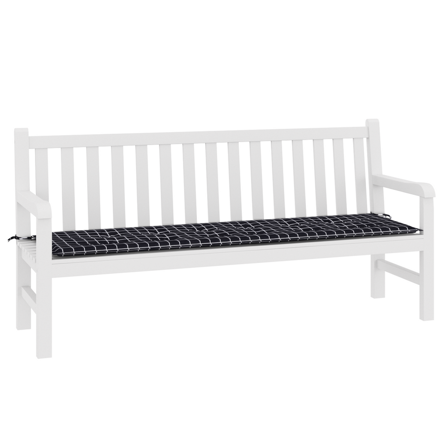 Tuinbank Kussen - Zwart Geruit Patroon - 180 x 50 x 4 cm - Oxford Stof