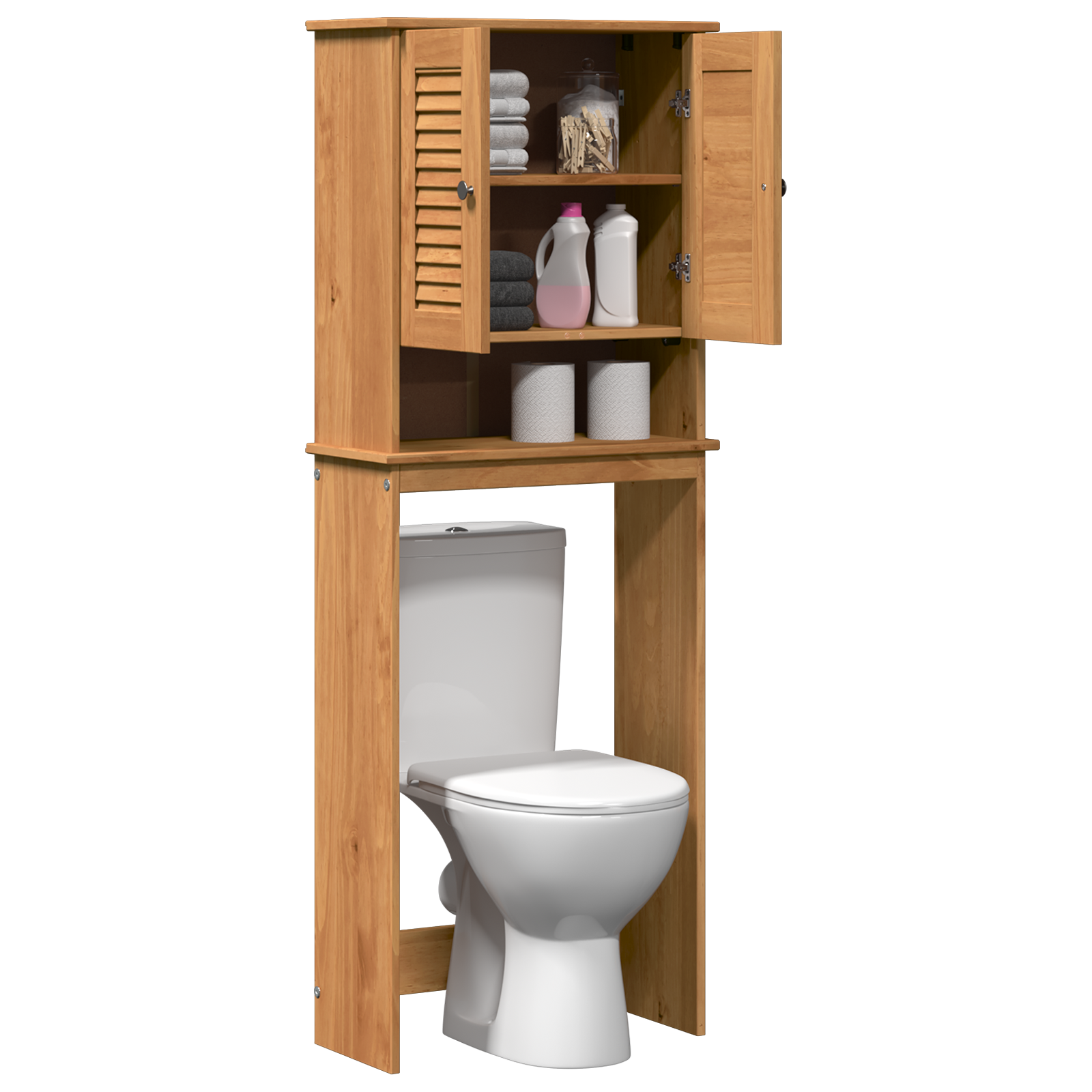 Toiletkast Honingbruin 60 x 27 x 161 cm Massief grenenhout