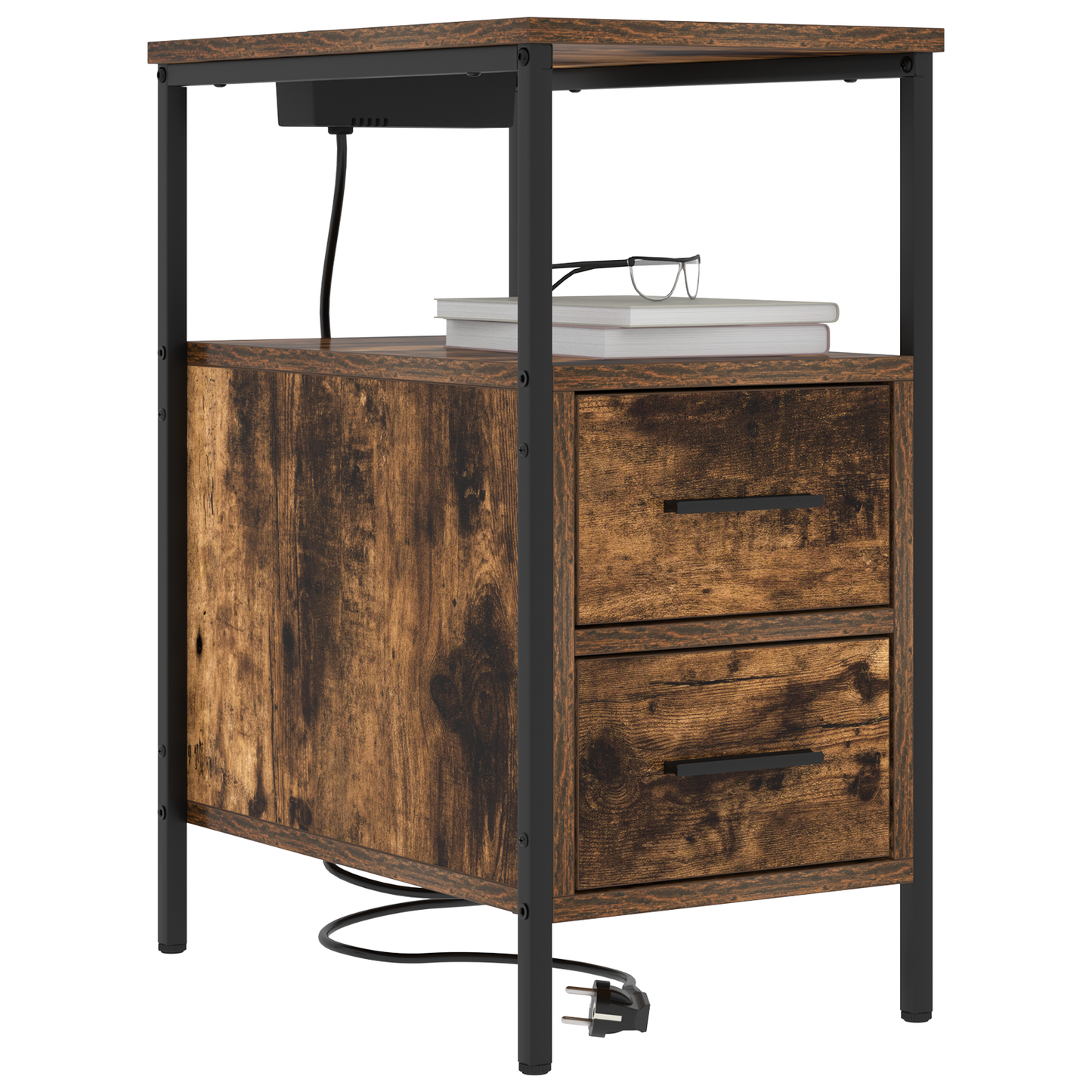Bedside kasten 2 pcs Gerookt eiken 30 x 48 x 61 cm Bewerkt hout