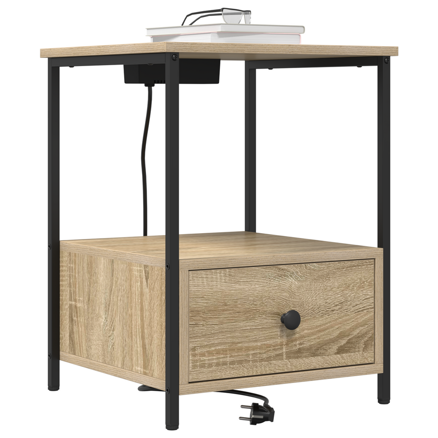 Nachtkastje met Oplaadstation 2 pcs Sonoma eiken Bewerkt hout