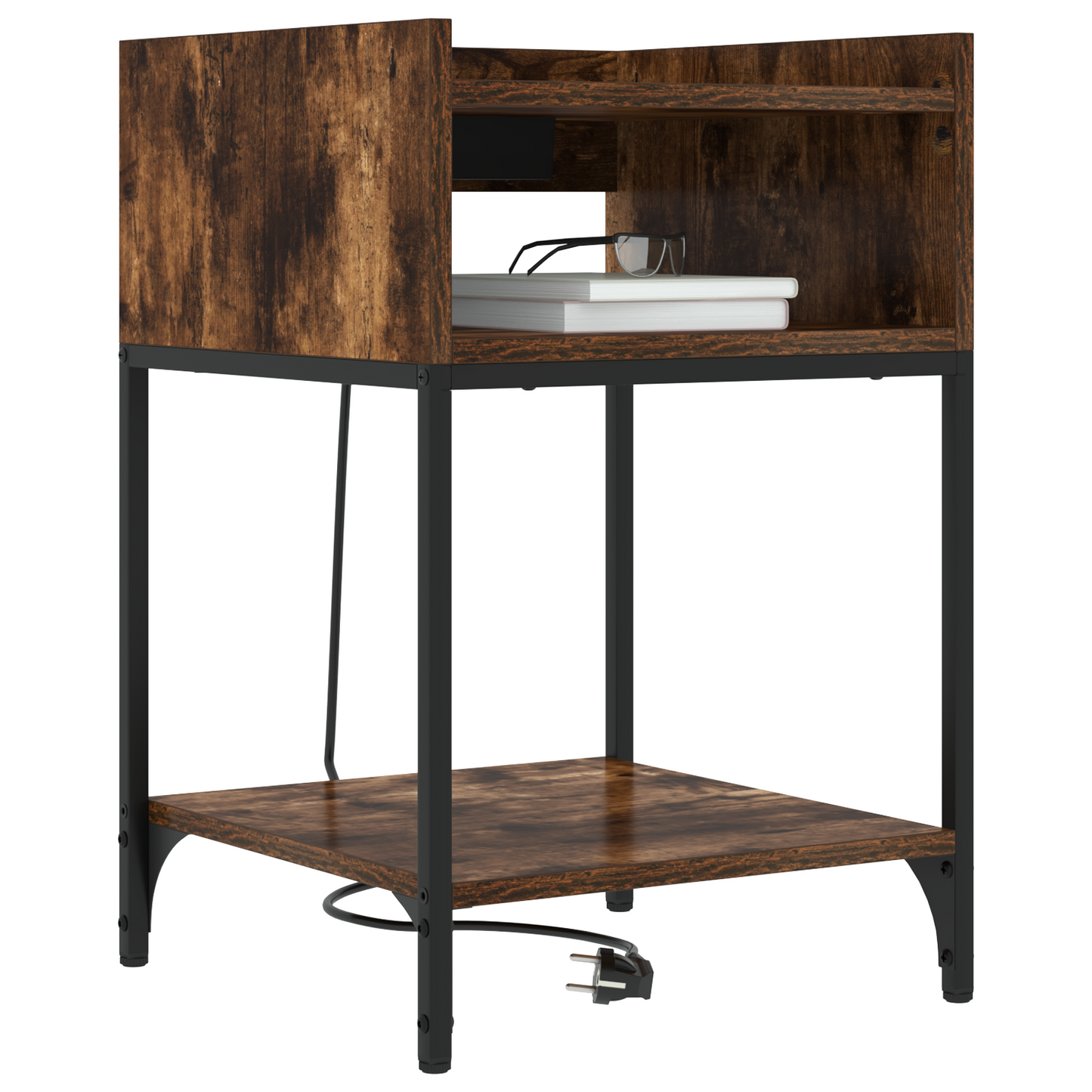 Bedside kasten 2 pcs Gerookt eiken 40 x 40 x 61 cm Bewerkt hout