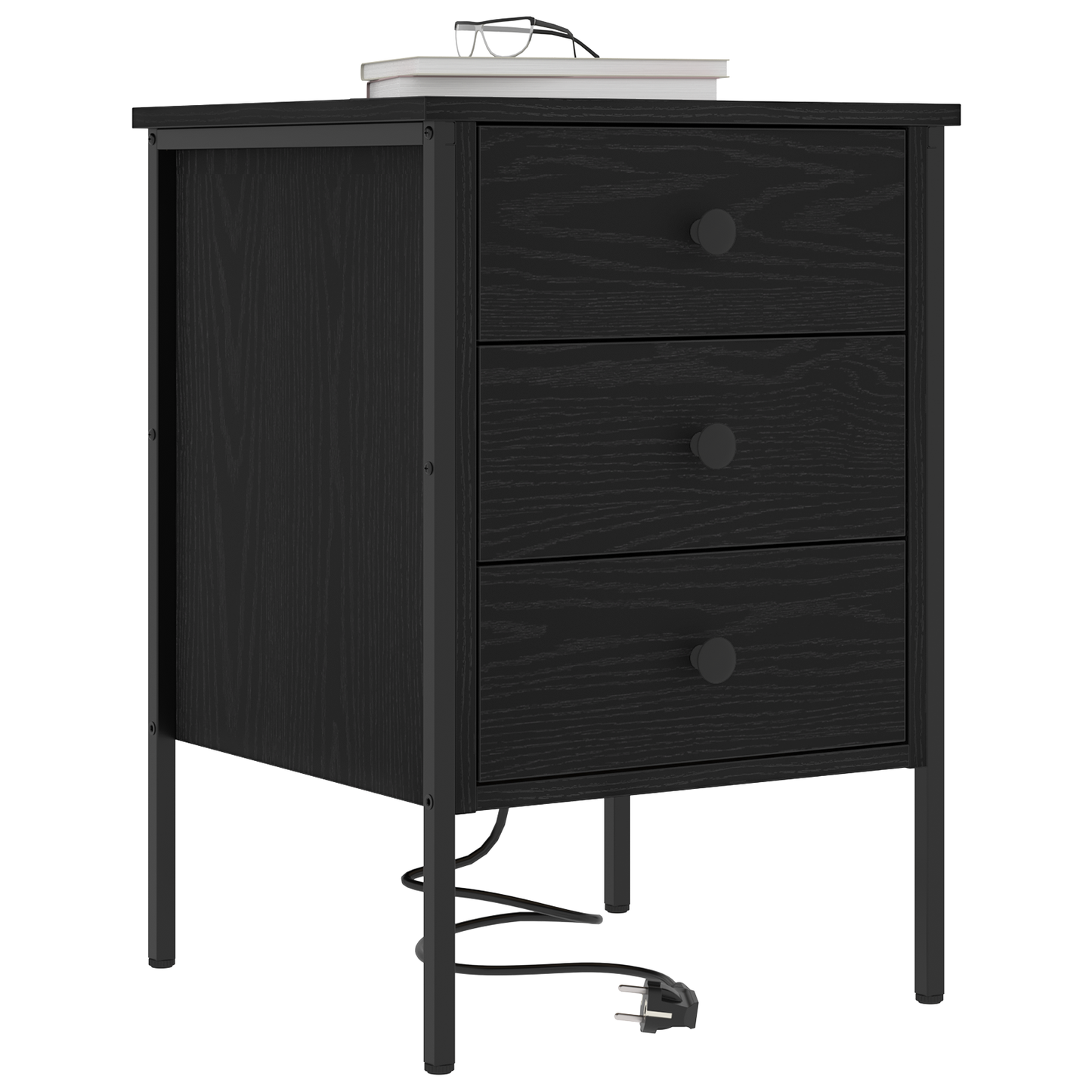 Bedside kasten 2 pcs Zwart eiken 42 x 41 x 61 cm Bewerkt hout