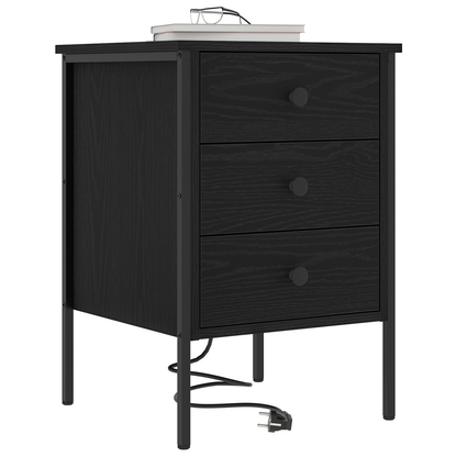 Bedside kasten 2 pcs Zwart eiken 42 x 41 x 61 cm Bewerkt hout