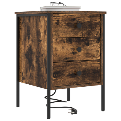 Bedside kasten 2 pcs Gerookt eiken 42 x 41 x 61 cm Bewerkt hout