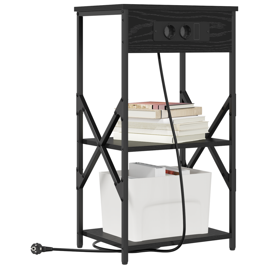 Bedside kasten 2 pcs Zwart eiken 41 x 31 x 76 cm Bewerkt hout