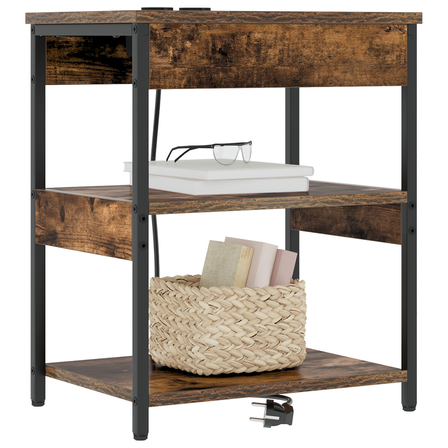 Bedside kasten 2 pcs Gerookt eiken 41 x 31 x 51 cm Bewerkt hout
