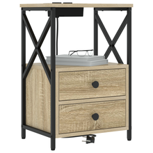 Nachtkastje met Oplaadstation 2 pcs Sonoma eiken Bewerkt hout