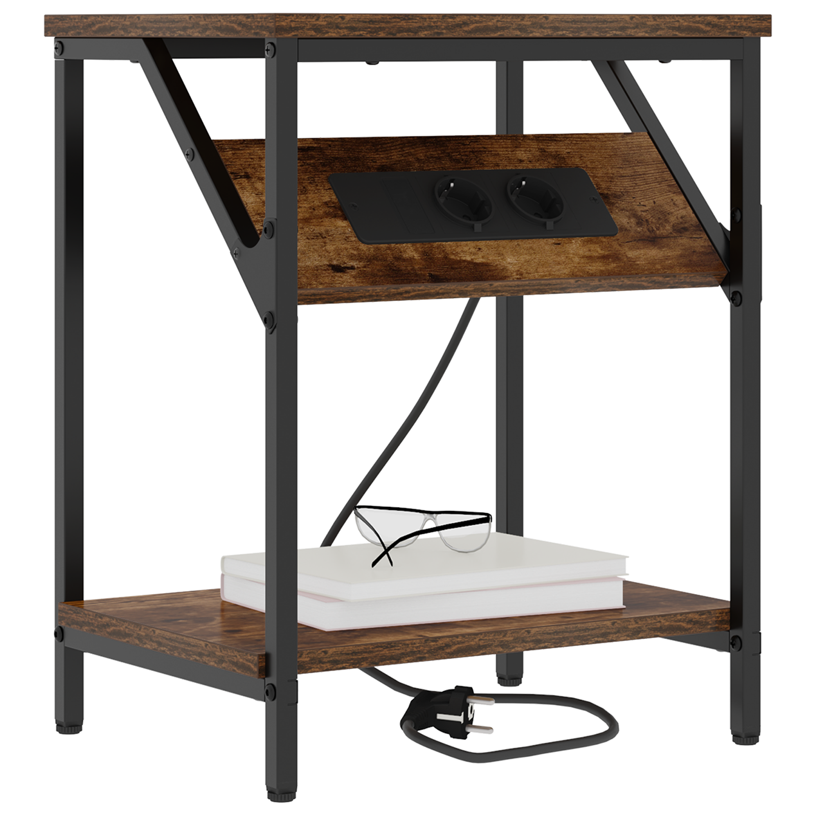Bedside kasten 2 pcs Gerookt eiken 38 x 30 x 48 cm Bewerkt hout