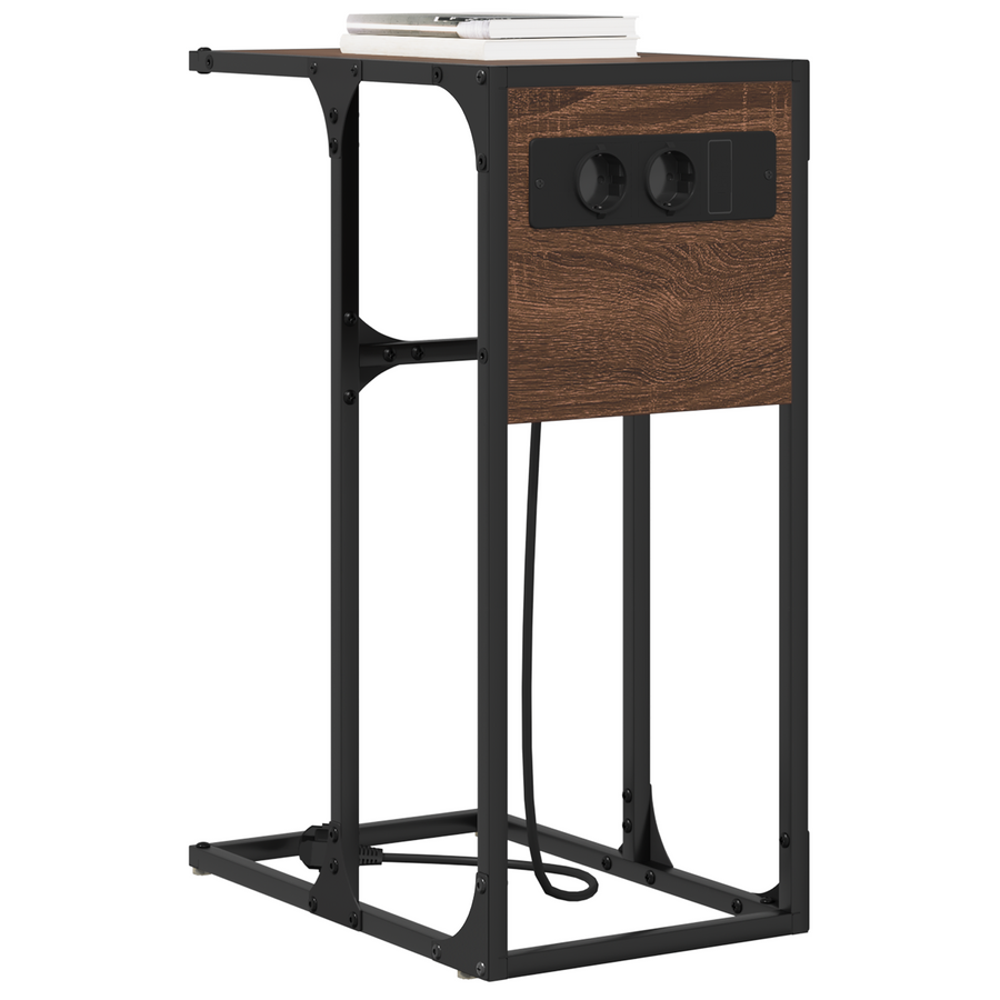 Nachtkastje bruin eikenkleur 41.5 x 26 x 60.5 cm Bewerkt hout