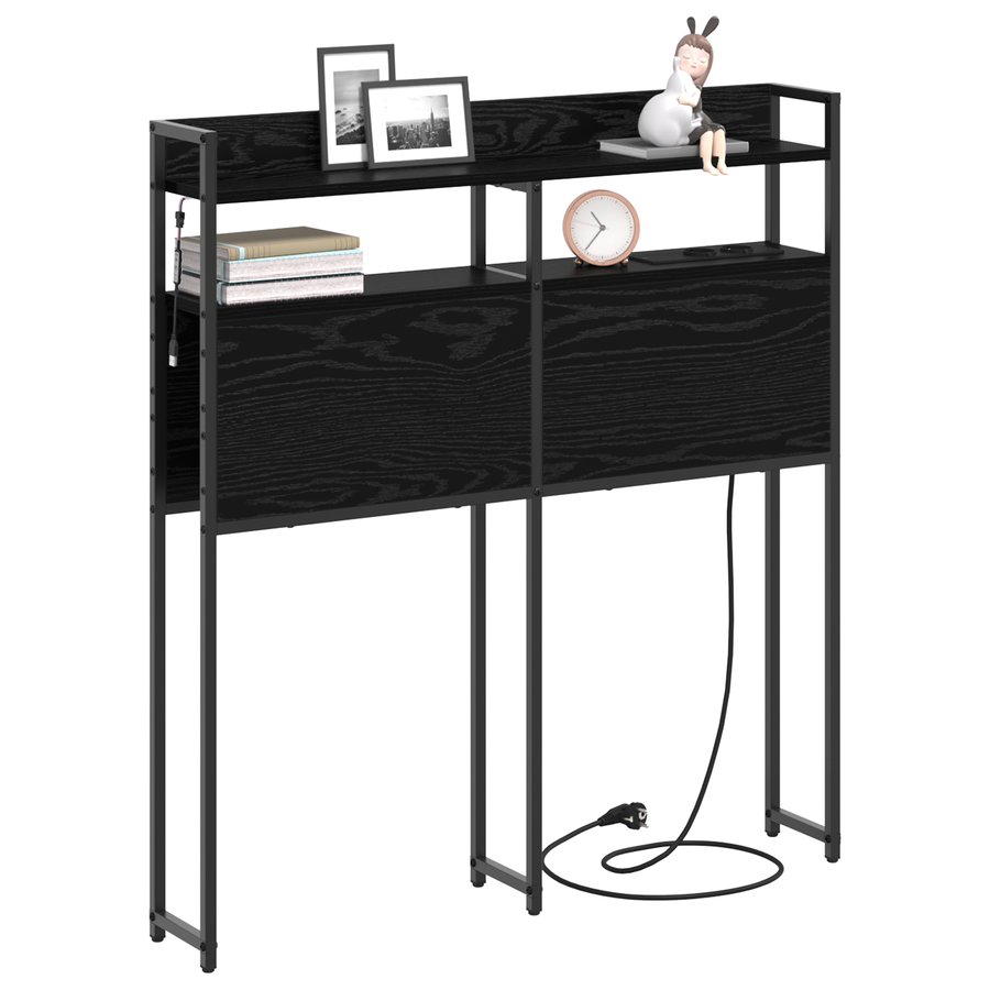 Opberghoofdbord Zwart eiken 80 cm Bewerkt hout