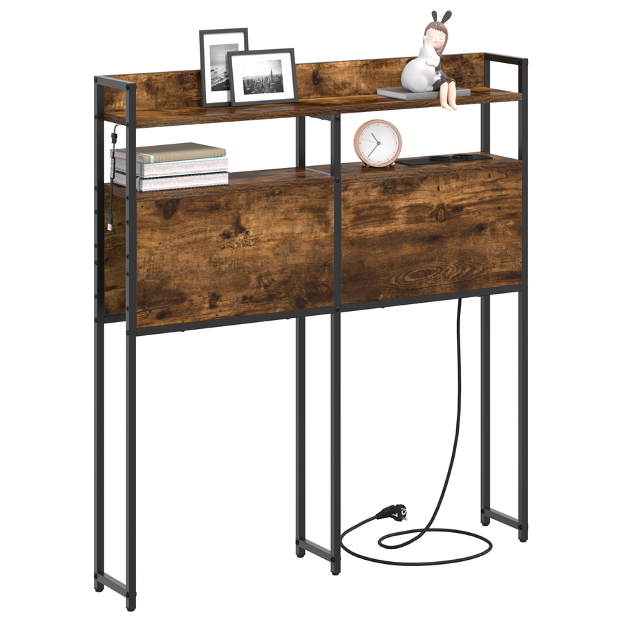 Opberghoofdbord Gerookt eiken 80 cm Bewerkt hout