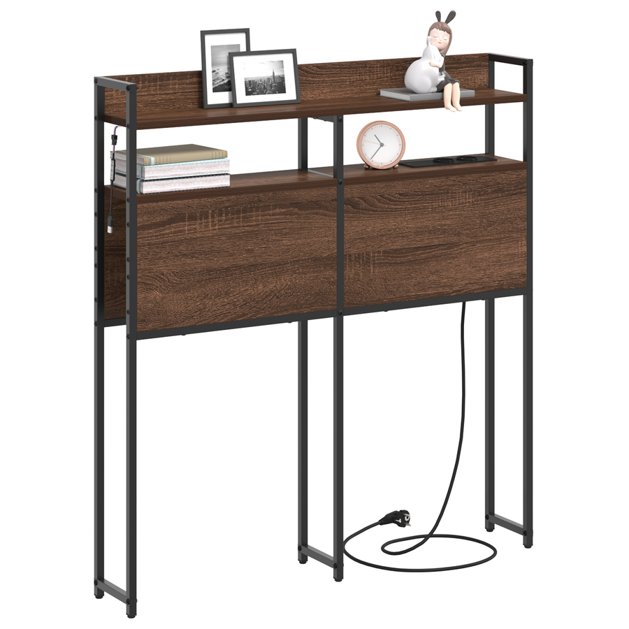 Opberghoofdbord bruin eikenkleur 80 cm Bewerkt hout