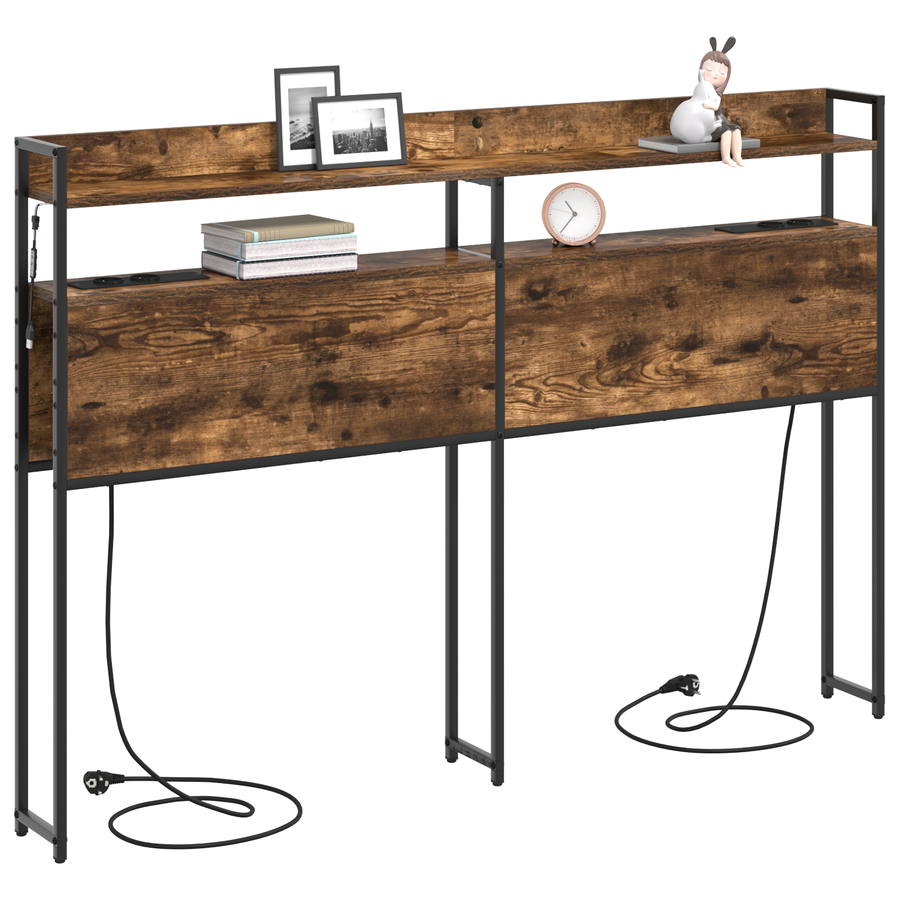 Opberghoofdbord Gerookt eiken 120 cm Bewerkt hout