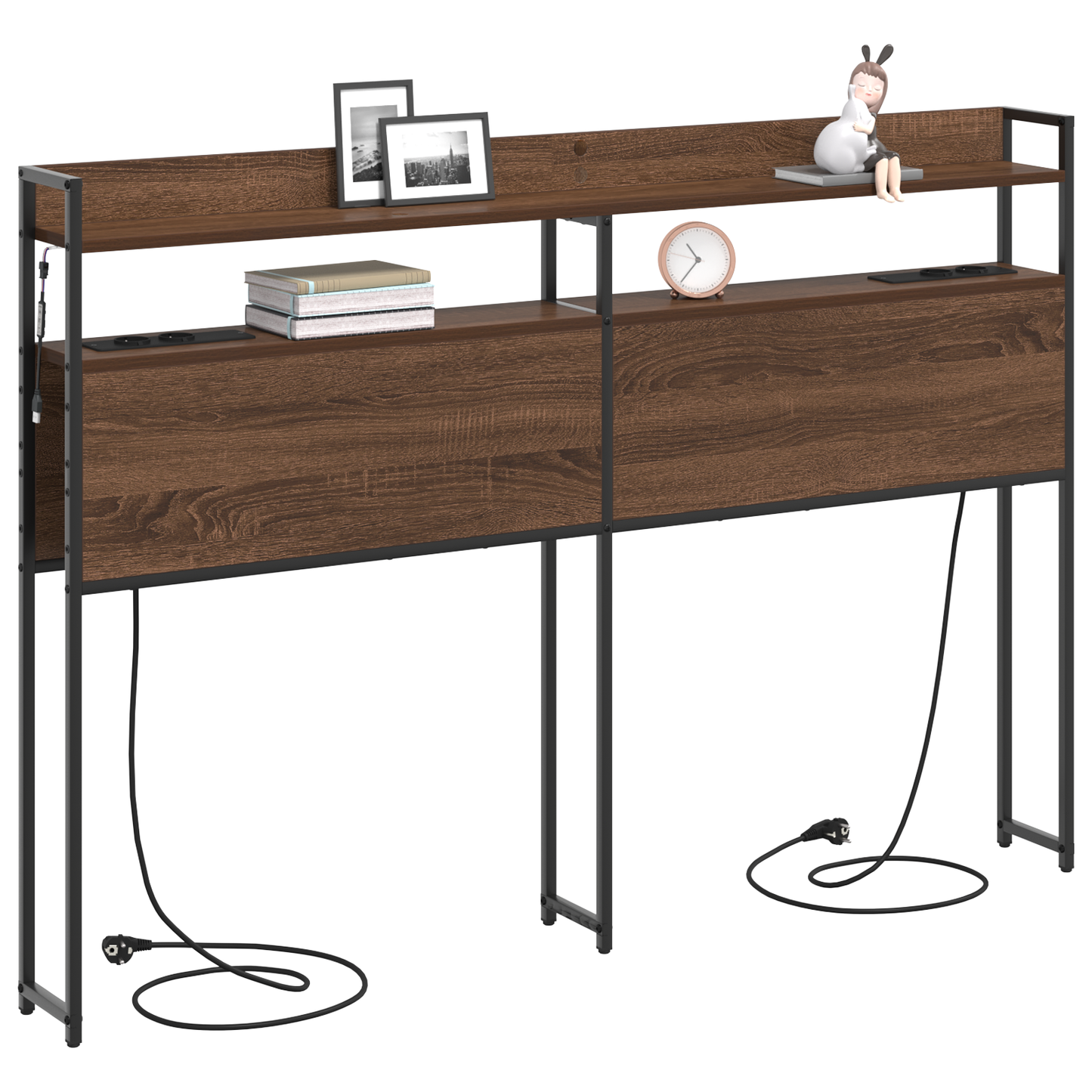 Opberghoofdbord Bruin eiken 120 cm Bewerkt hout