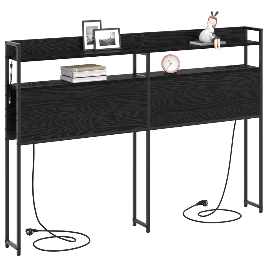 Opberghoofdbord Zwart eiken 150 cm Bewerkt hout