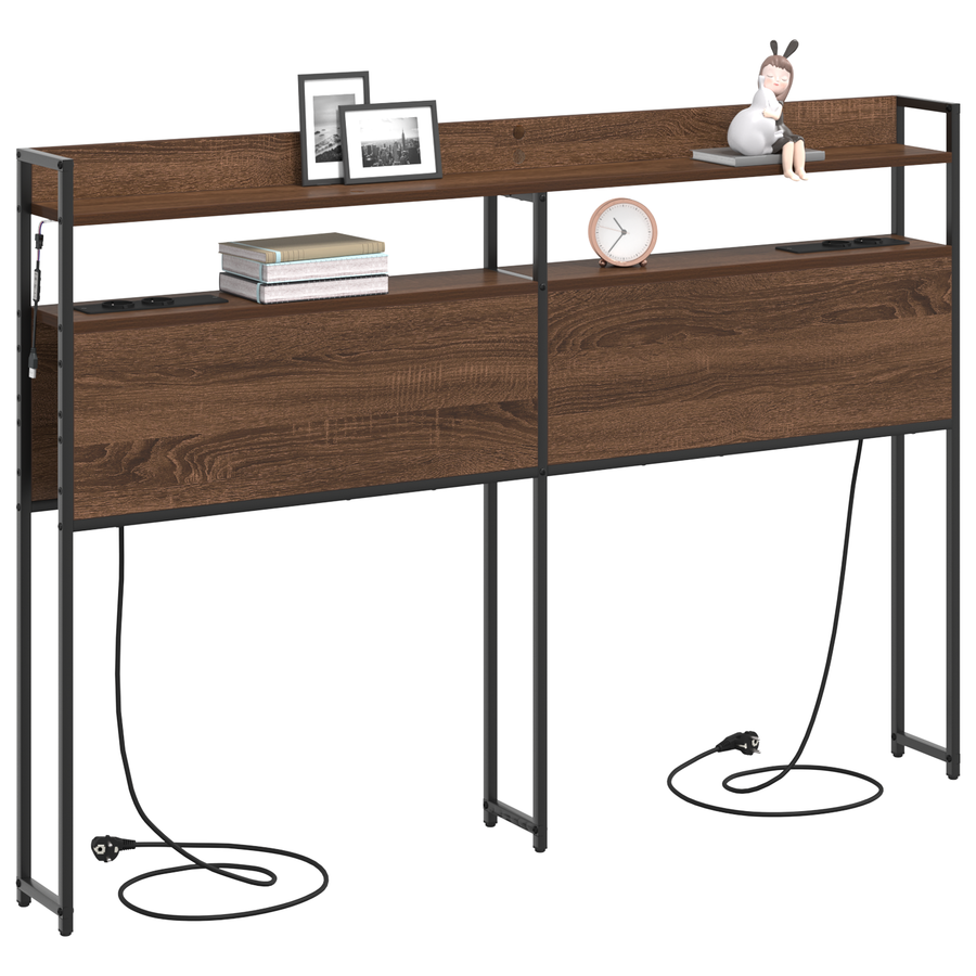 Opberghoofdbord Bruin eiken 150 cm Bewerkt hout
