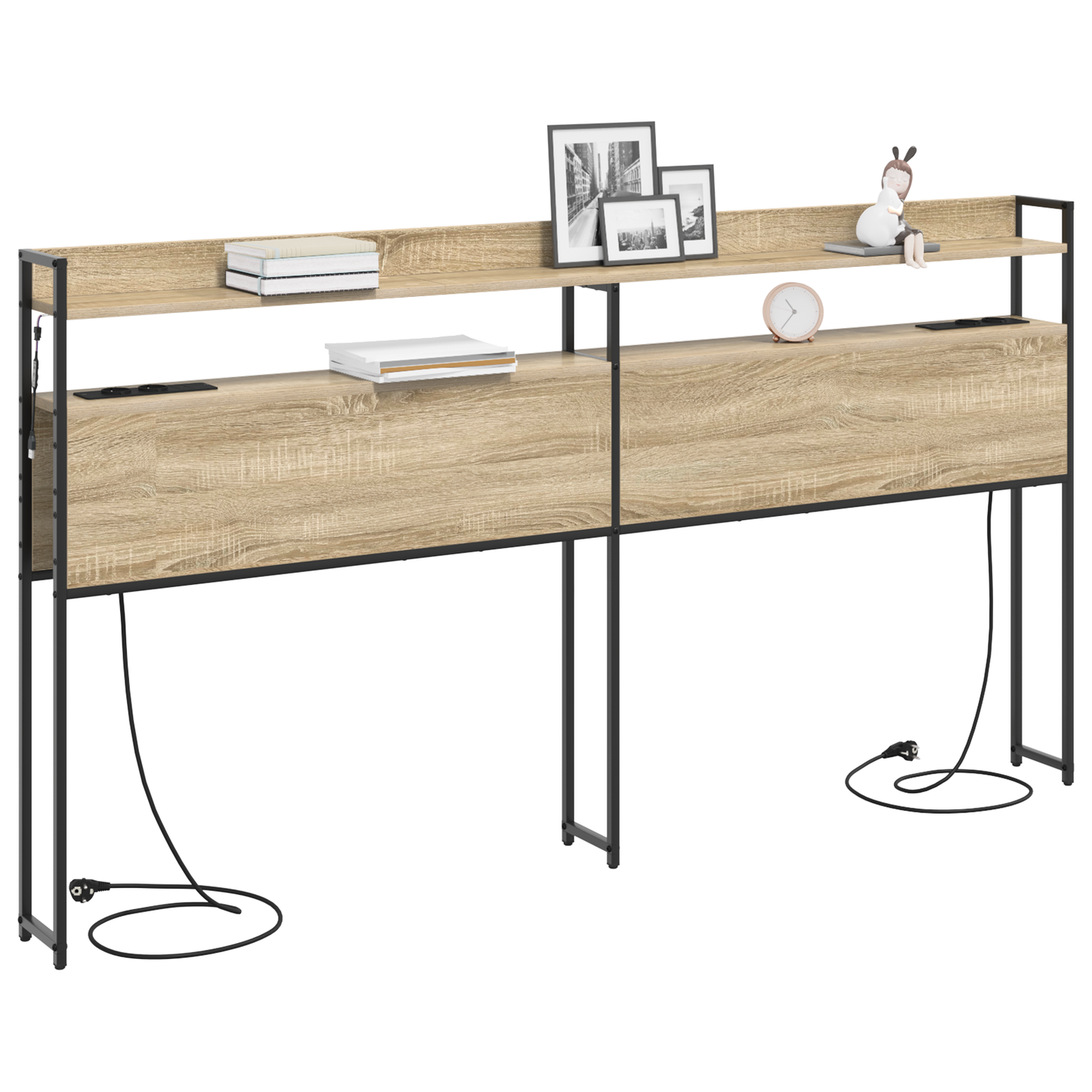 Opberghoofdbord Sonoma eiken 200 cm Bewerkt hout