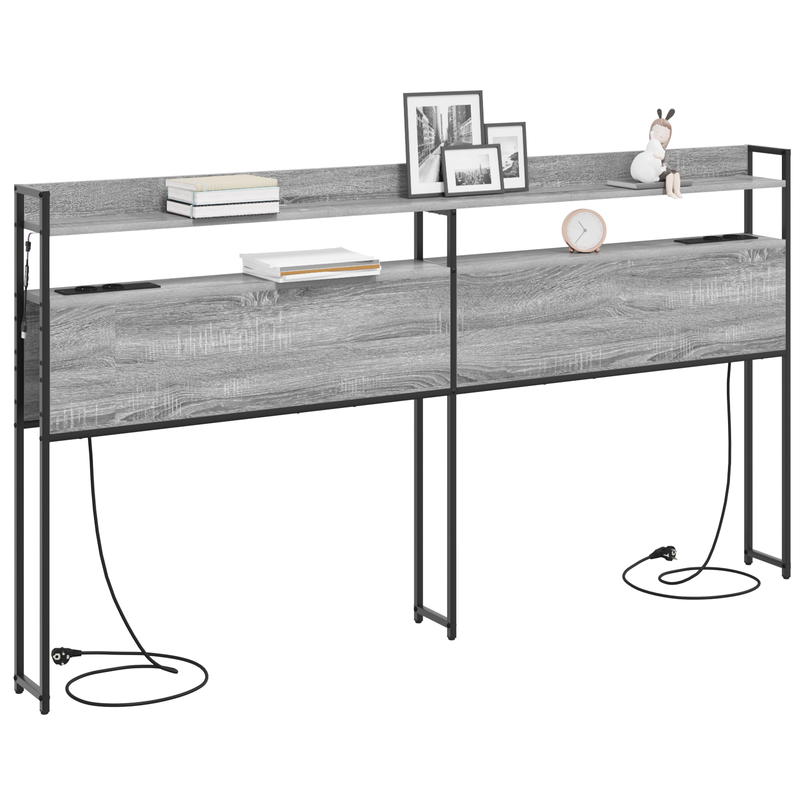 Opberghoofdbord Grijs sonoma 200 cm Bewerkt hout