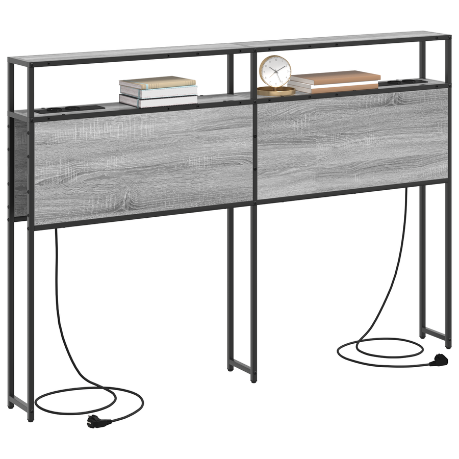 Opberghoofdbord Wandgemonteerd met hoofdeinde met opslag Grijs sonoma 150 cm Bewerkt hout