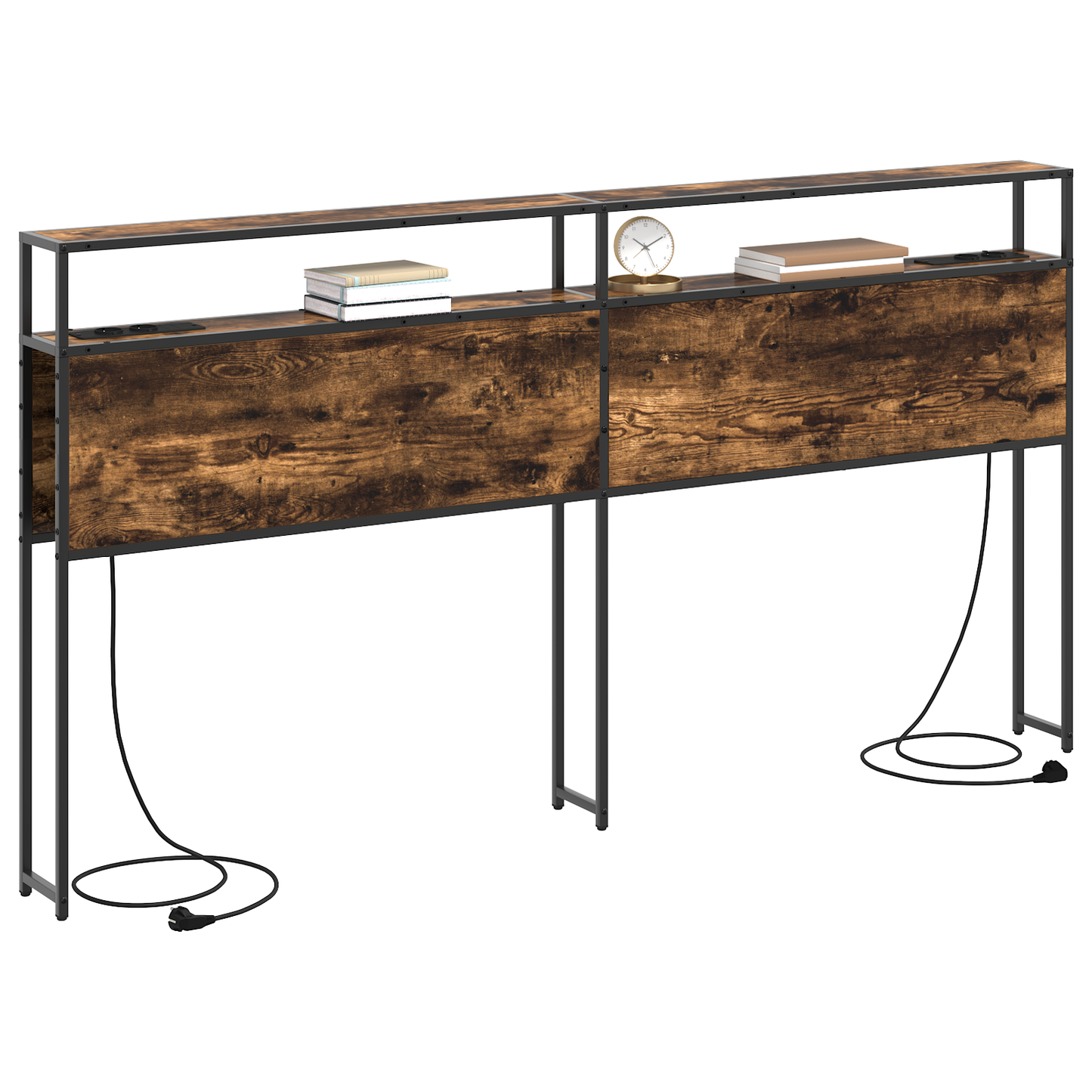 Opberghoofdbord Gerookt eiken 180 cm Bewerkt hout