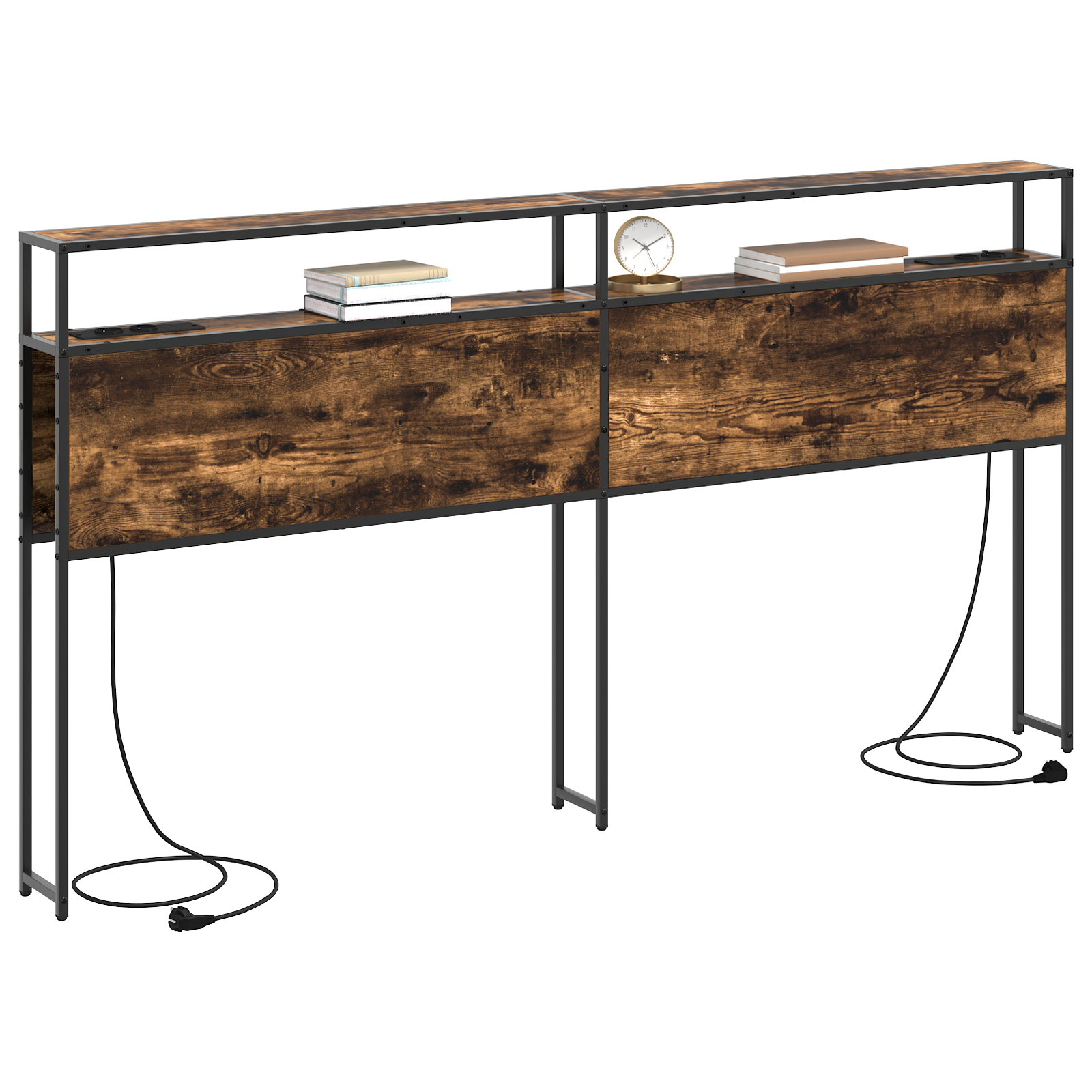 Opberghoofdbord Gerookt eiken 180 cm Bewerkt hout