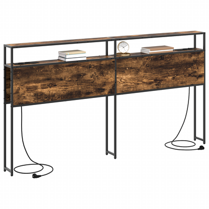 Opberghoofdbord Gerookt eiken 180 cm Bewerkt hout