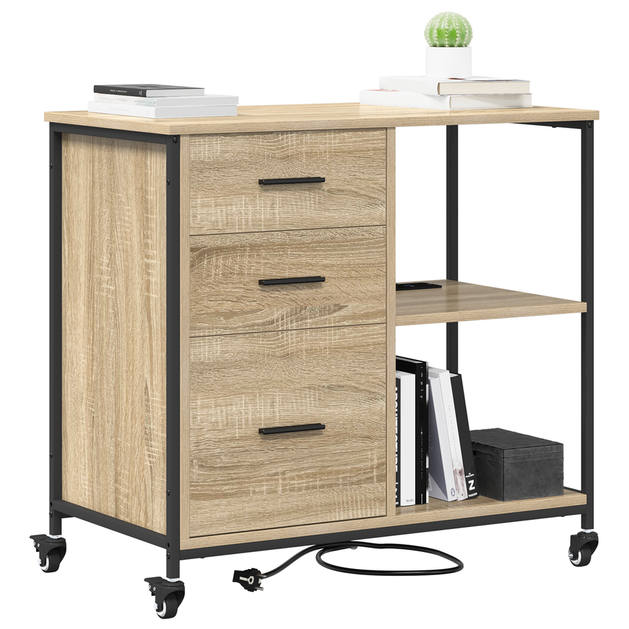 Kantoor kast met wiel Sonoma eiken 76 x 41 x 72 cm Bewerkt hout