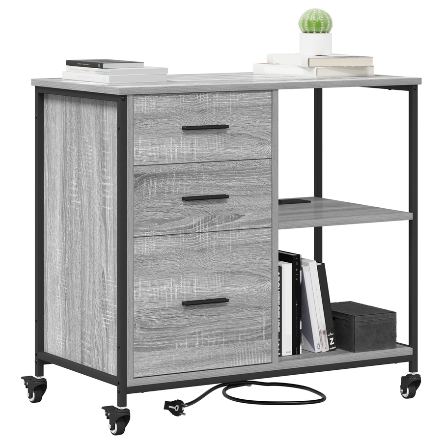 Kantoor kast met wiel Grijs sonoma 76 x 41 x 72 cm Bewerkt hout
