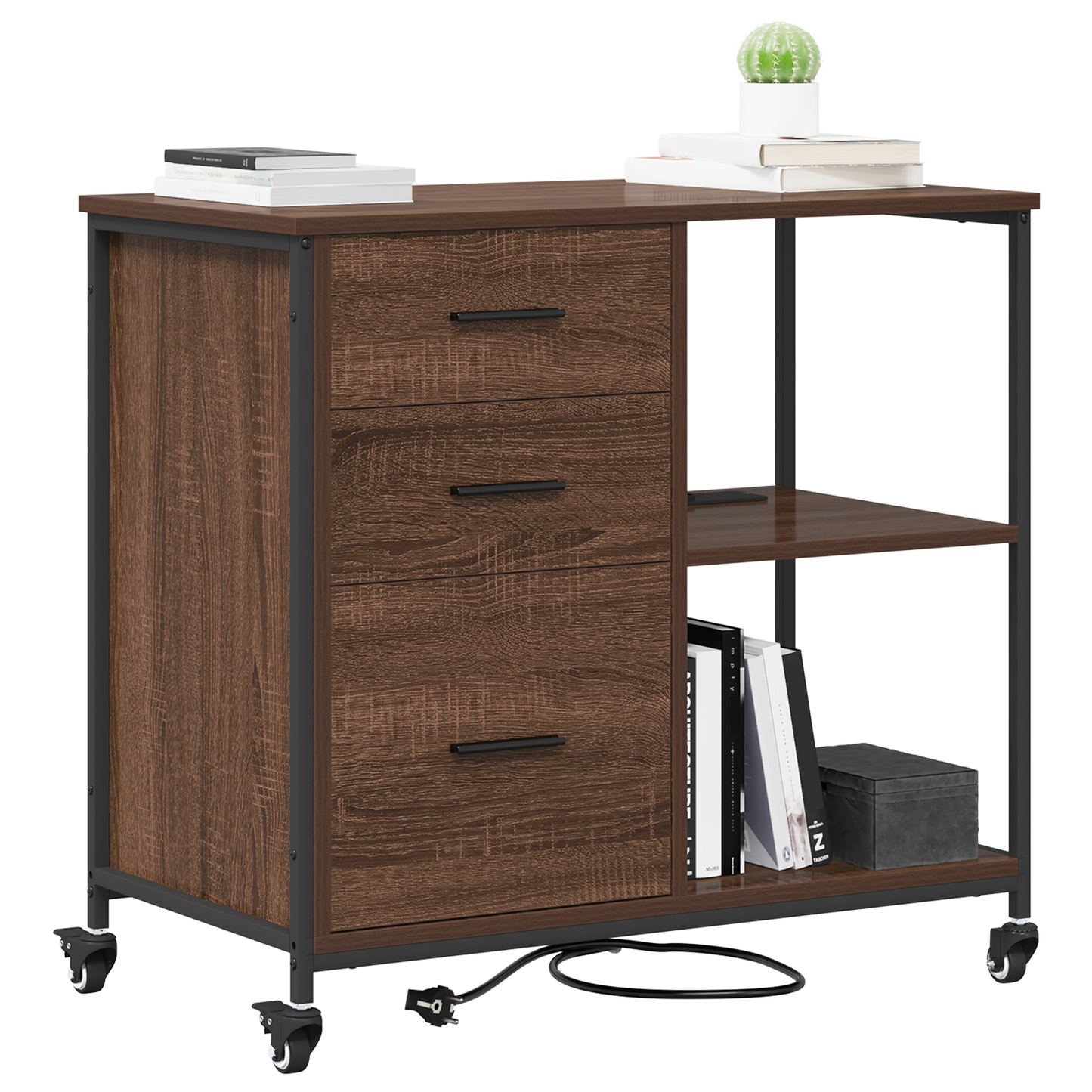 Kantoor kast bruin eikenkleur 76 x 41 x 72 cm Bewerkt hout