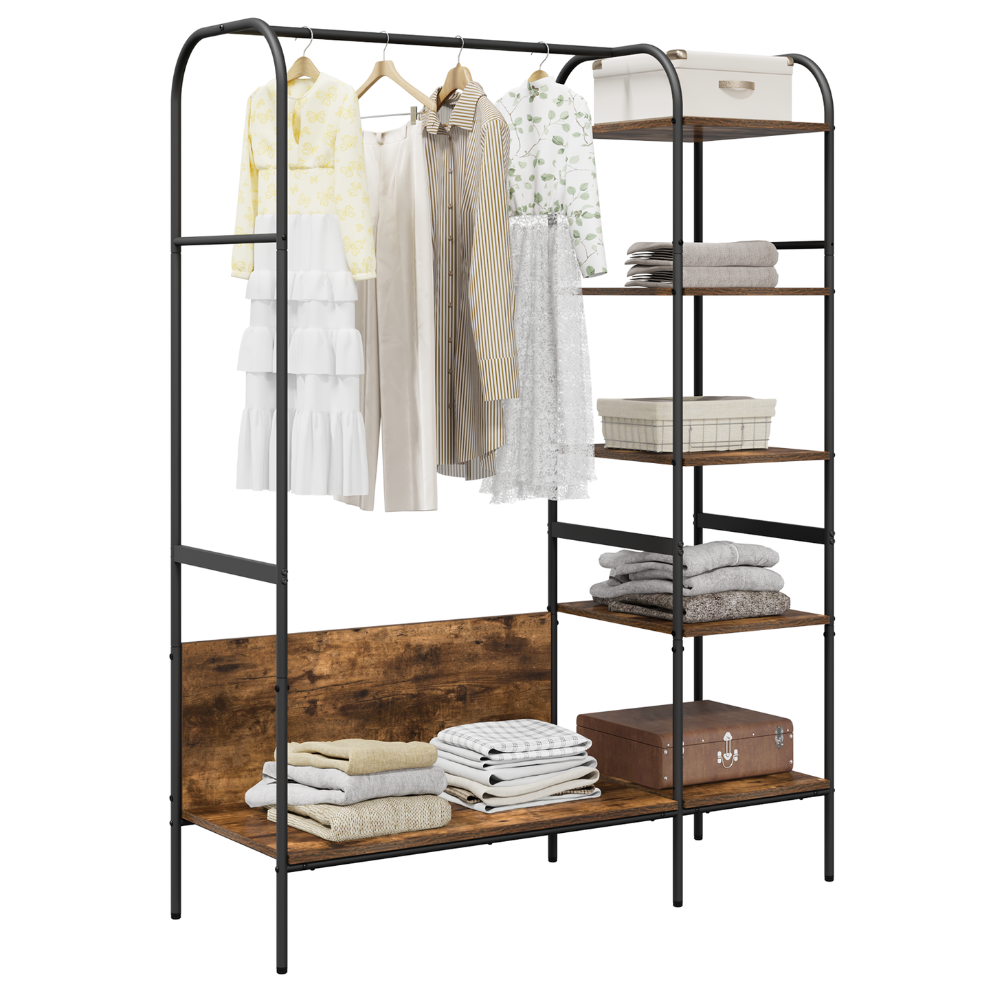 Kledingrek met Planken Gerookt Eiken 120x44x160 cm