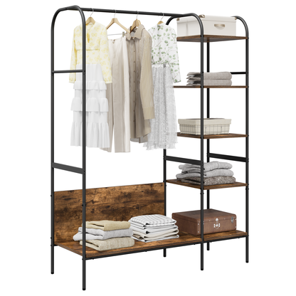 Kledingrek met Planken Gerookt Eiken 120x44x160 cm