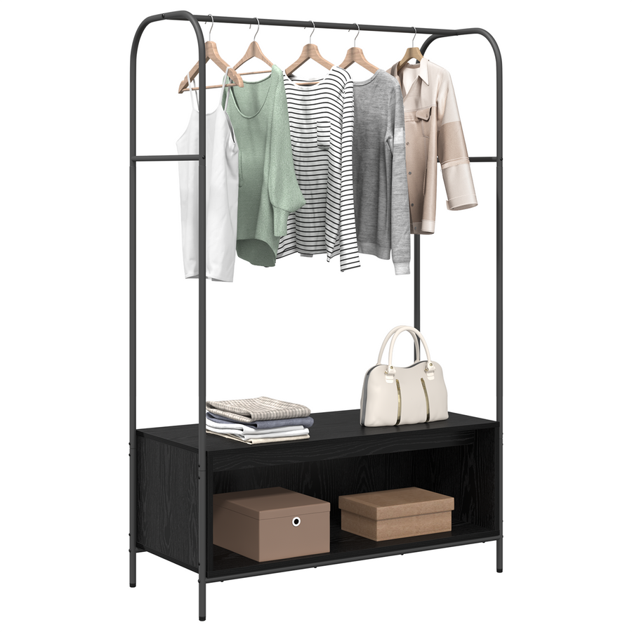 Kledingrek met Planken - Zwart Eik 100x44x160 cm