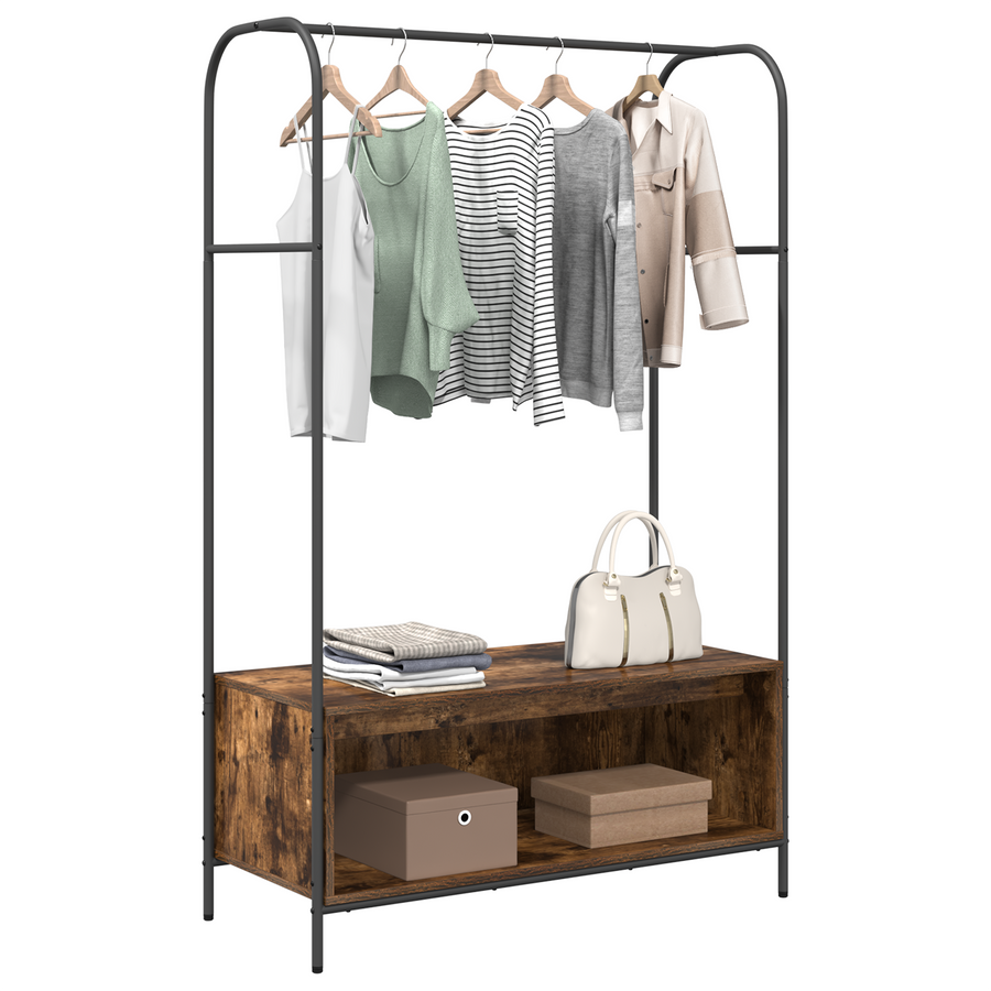 Kledingrek met Planken Rook Eiken 100x44x160 cm