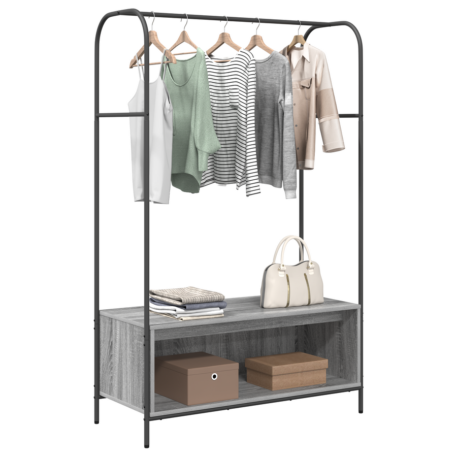 Kledingrek met Planken Grijs Sonoma 100x44x160 cm
