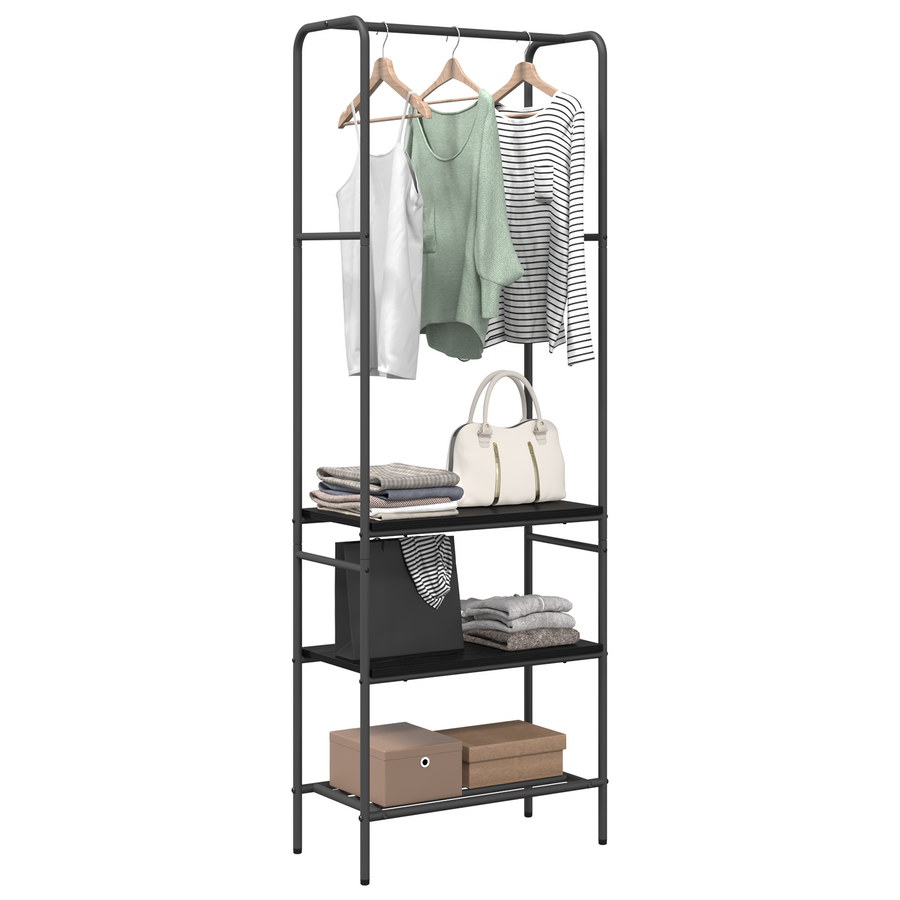 Kledingrek met planken met plank Zwart eiken 60 x 30 x 171 cm