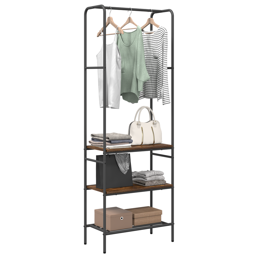 Kledingrek met planken met plank Gerookt eiken 60 x 30 x 171 cm