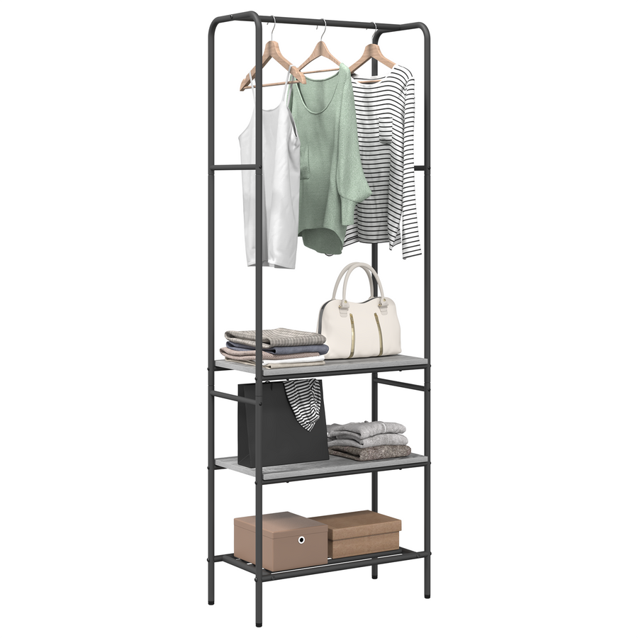 Kledingrek met planken met plank Grijs sonoma 60 x 30 x 171 cm