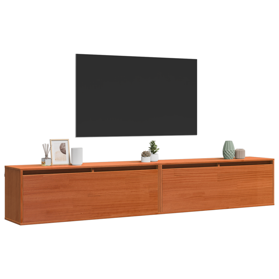 Wandkasten 2 pcs Wasbruin 100 x 30 x 35 cm Massief grenenhout