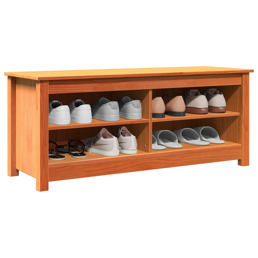Schoenenbank Wasbruin 110 x 38 x 45.5 cm Massief grenenhout