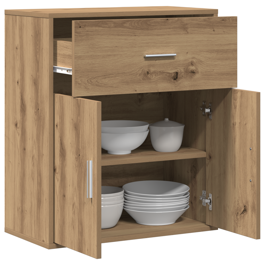 Dressoir artisanaal eikenkleurig 60 x 31 x 70 cm Bewerkt hout
