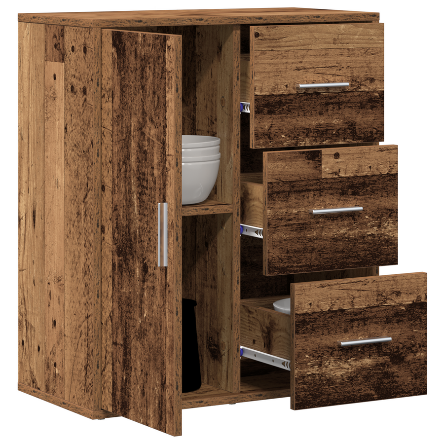Dressoir met lade met plank met opslag met de deur Oud hout 60 x 31 x 70 cm Bewerkt hout