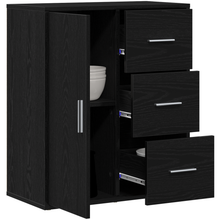 Dressoir met lade met plank met opslag met de deur Zwart eiken 60 x 31 x 70 cm Bewerkt hout