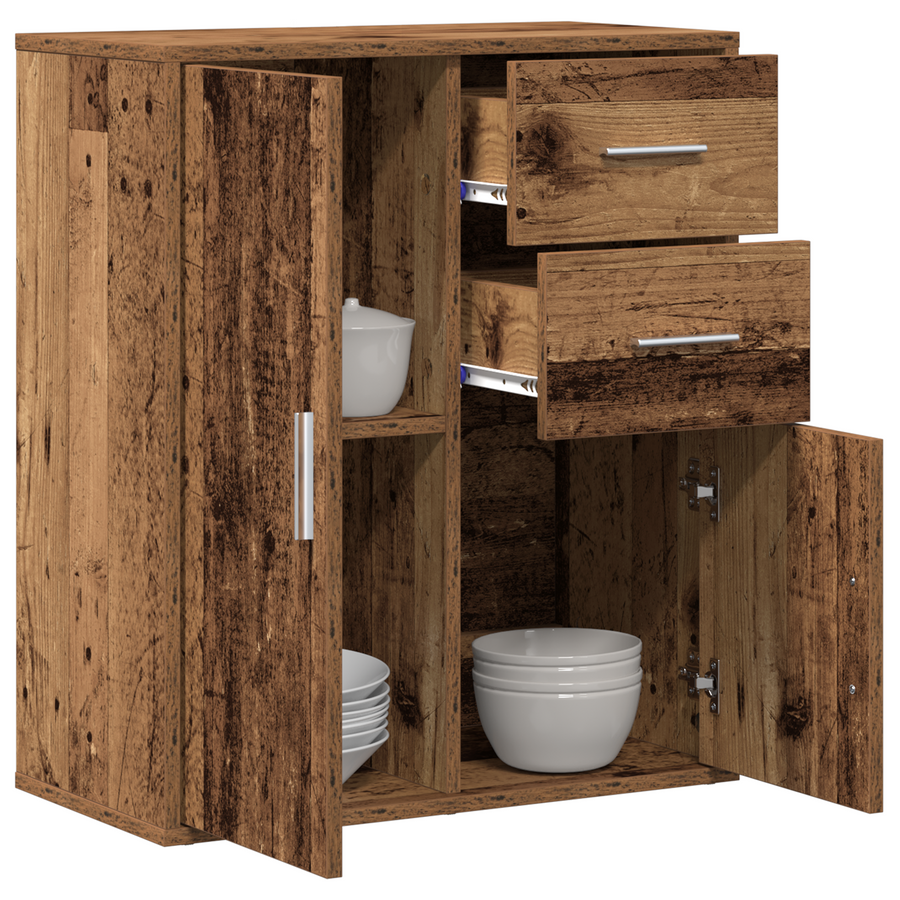 Dressoir met lade met plank met opslag met de deur Oud hout 60 x 31 x 70 cm Bewerkt hout