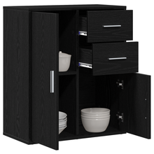 Dressoir met lade met plank met opslag met de deur Zwart eiken 60 x 31 x 70 cm Bewerkt hout