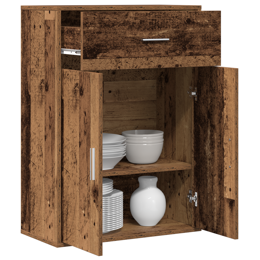 Dressoir met lade met plank met opslag met de deur Oud hout 79 x 38 x 80 cm Bewerkt hout