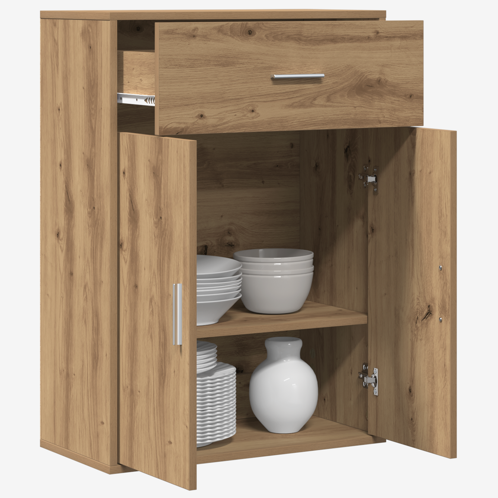Dressoir artisanaal eikenkleurig 79 x 38 x 80 cm Bewerkt hout