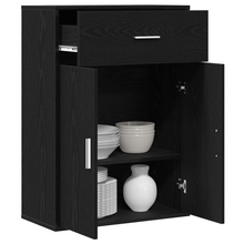 Dressoir met lade met plank met opslag met de deur Zwart eiken 79 x 38 x 80 cm Bewerkt hout