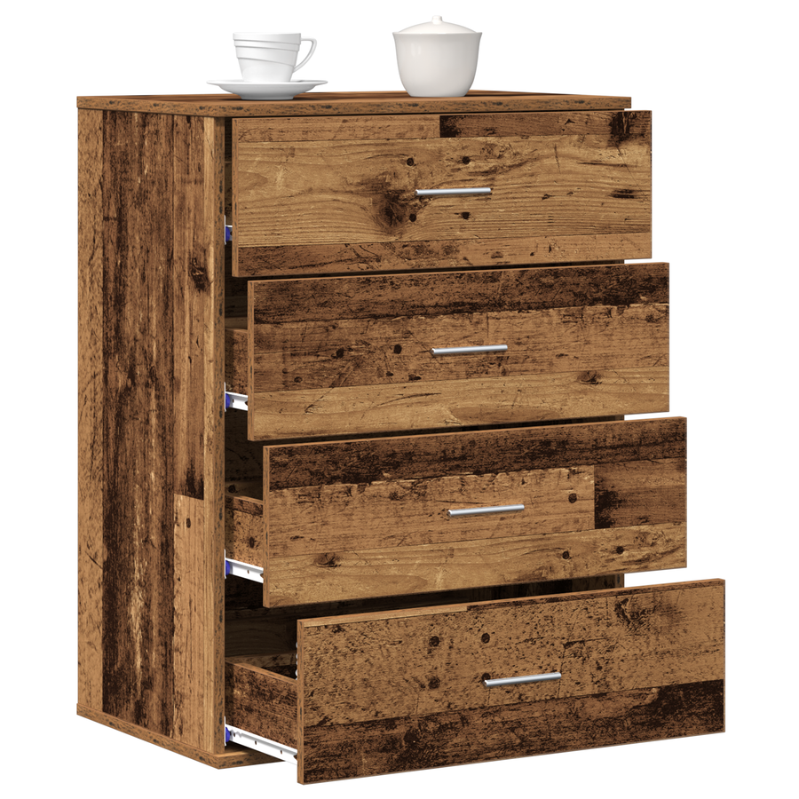 Dressoir met lade met opslag Oude hout 60 x 39 x 80 cm Bewerkt hout